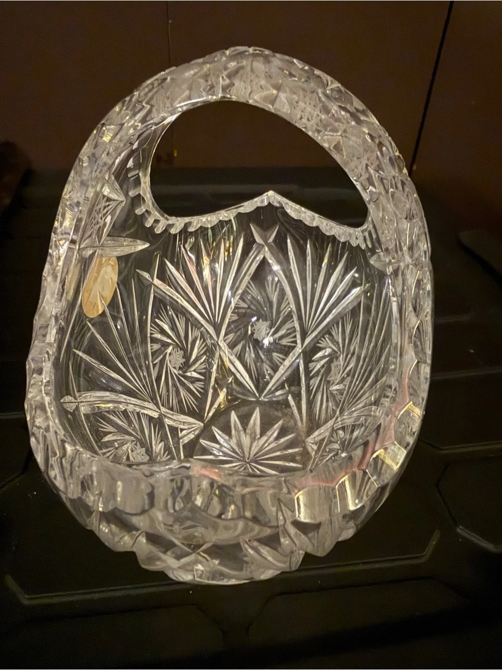 Clear Hand-Cut Glass Vase